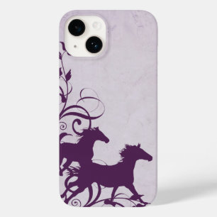 Whimsical Girly Purple Wild Horses Case-Mate iPhone 14 Case