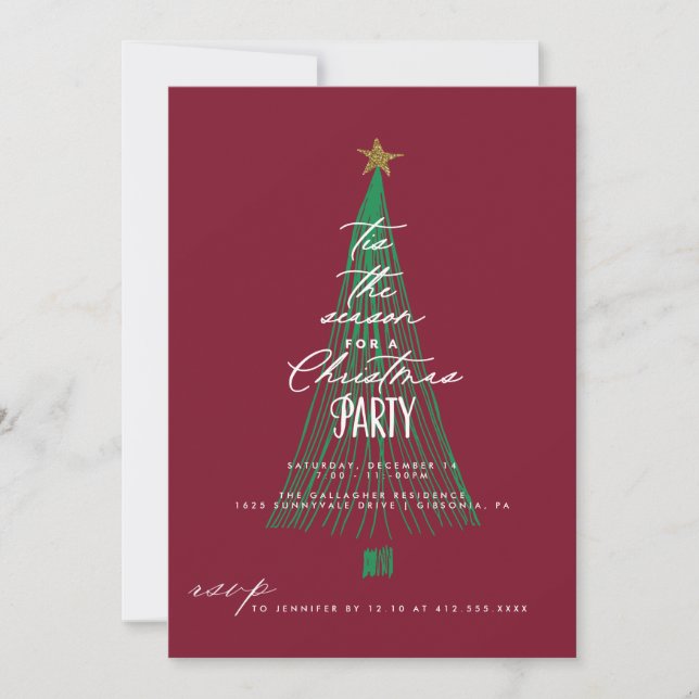 Whimsical Glitter Christmas Tree Holiday Party Invitation (Front)