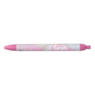 Whimsical Glitter Mermaid Beachy Under the Sea Blue Ink Pen