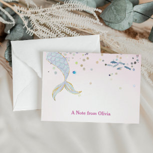 Whimsical Glitter Mermaid Beachy Under the Sea  Card