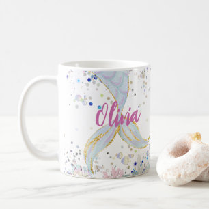 Whimsical Glitter Mermaid Beachy Under the Sea  Coffee Mug