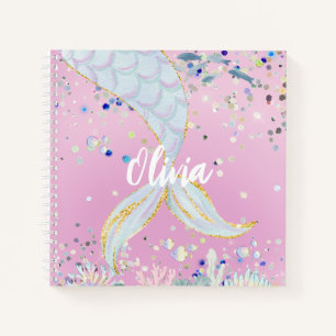 Whimsical Glitter Mermaid Beachy Under the Sea  Notebook