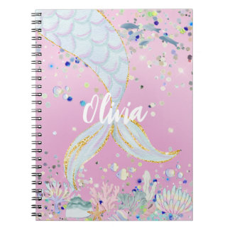 Whimsical Glitter Mermaid Beachy Under the Sea  Notebook