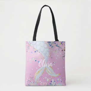 Whimsical Glitter Mermaid Beachy Under the Sea  Tote Bag