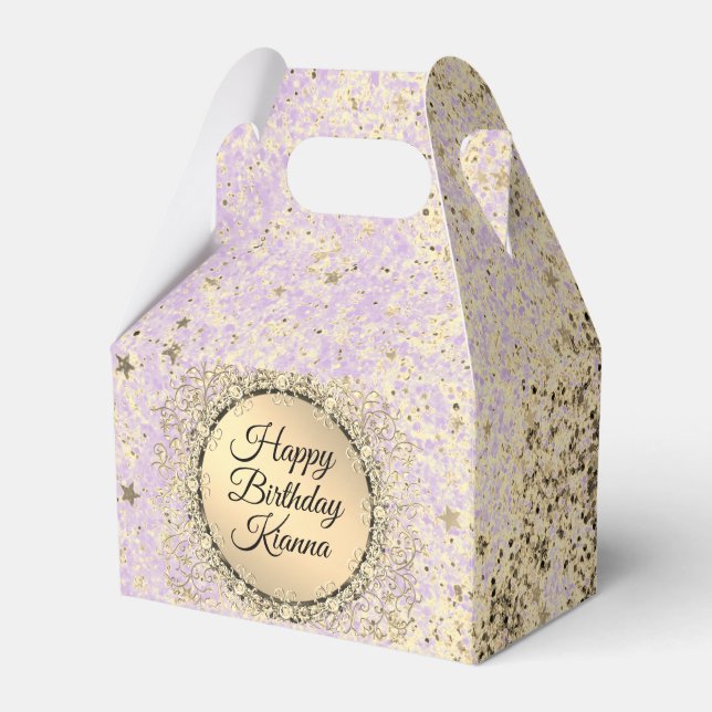 Whimsical Glittery Starry  Lavender Favour Box (Front Side)