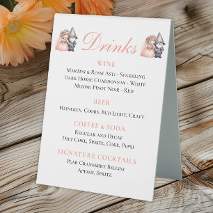 Whimsical Gnome Bride Groom Orange Wedding Bar 
