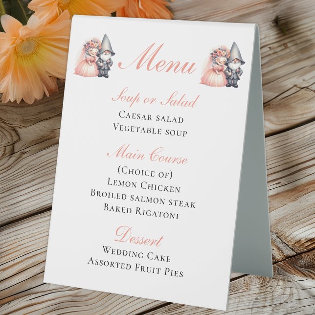 Whimsical Gnome Bride & Groom Rustic Wedding Menu (Creator Uploaded)