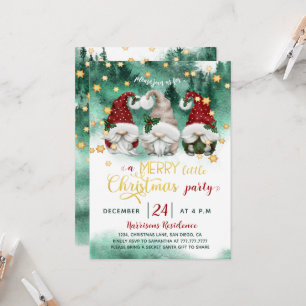 Whimsical Gnome Forest Christmas Party Evergreen Invitation