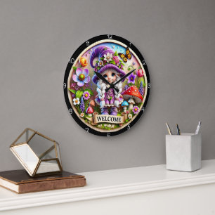 Whimsical Gnome Garden Welcome Clock