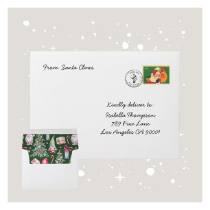 Whimsical Gnome Green Holiday Pattern Envelope