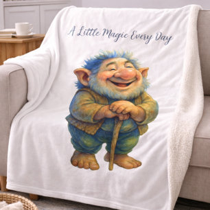 Whimsical Gnome Illustration Gift  Magic Every Day Fleece Blanket