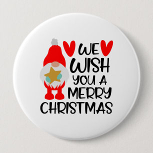 Whimsical Gnome - Merry Christmas Hearts 10 Cm Round Badge