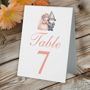 Whimsical Gnome Orange Wedding Table Number 