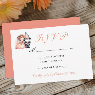 Whimsical Gnome  Orange Woodland Wedding RSVP Card