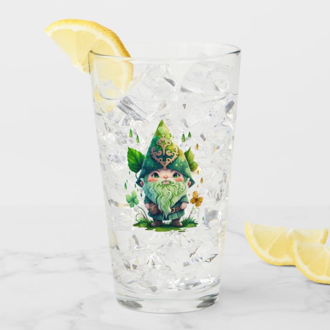 Whimsical Gnome Surrounded by Vibrant Leaves Glass (Front Ice)