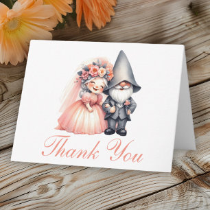 Whimsical Gnome Wedding Thank You Orange Woodland Card