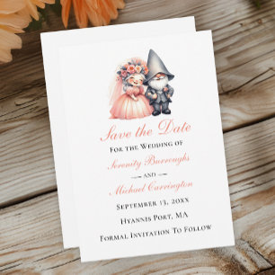 Whimsical Gnome Woodland Garden Wedding Save Date Announcement