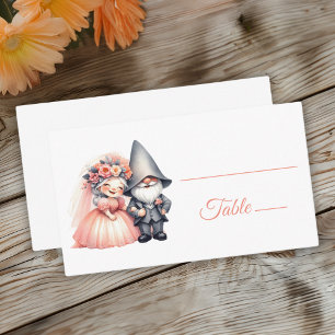 Whimsical Gnome Woodland Orange Wedding Escort  Place Card
