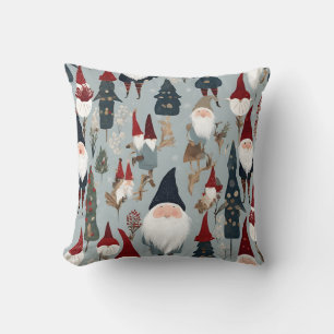 Whimsical Gnomes and Christmas Trees  Cushion