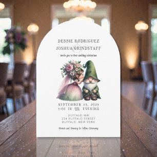 Whimsical Gnomes Fun Wedding Invitation 