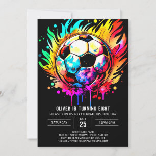 Whimsical Goal Editable Soccer Birthday Invitation