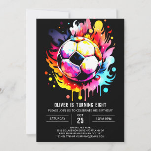 Whimsical Goal Editable Soccer Birthday Invitation