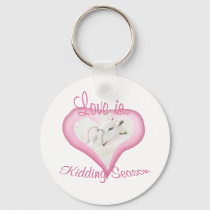 Whimsical Goat Artwork Mother and Baby Key Ring