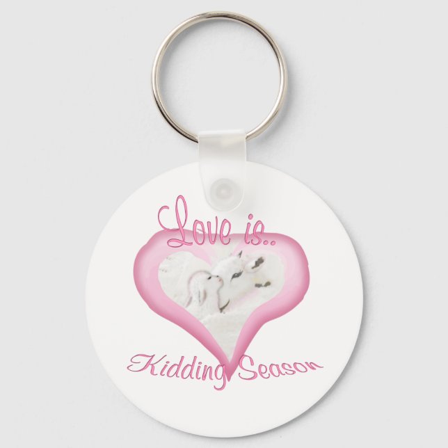 Whimsical Goat Artwork Mother and Baby Key Ring (Front)