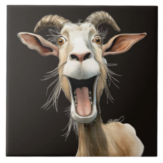 Whimsical goat tile