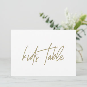 Whimsical Gold Calligraphy Kids Table Wedding Sign Thank You Card