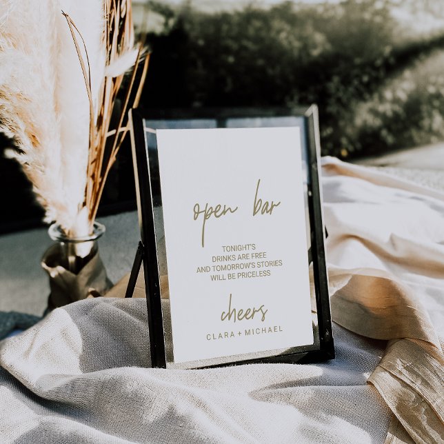 Whimsical Gold Calligraphy Open Bar Sign (Creator Uploaded)