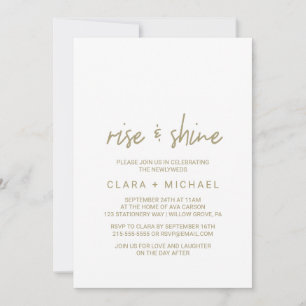 Whimsical Gold Calligraphy Wedding Brunch Invitation