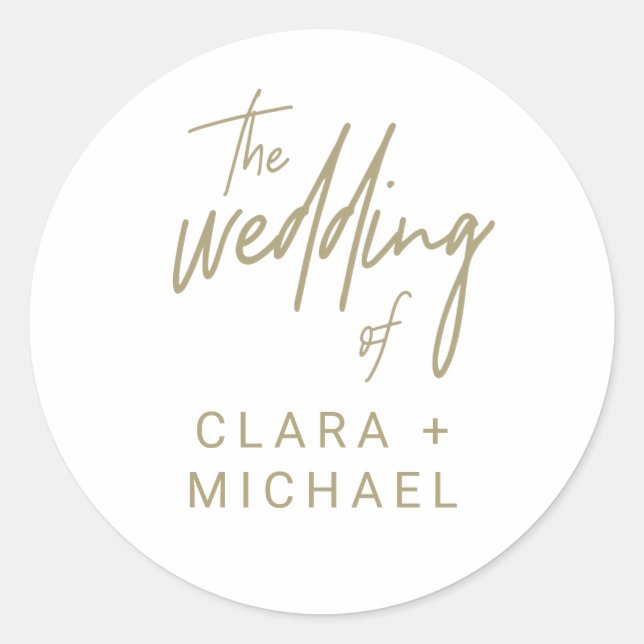 Whimsical Gold Calligraphy Wedding Envelope Seals (Front)