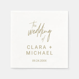 Whimsical Gold Calligraphy Wedding Napkin