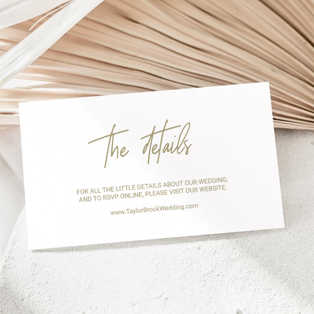 Whimsical Gold Calligraphy Wedding Online Details Enclosure Card (Creator Uploaded)