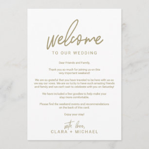 Whimsical Gold Calligraphy Wedding Welcome Letter Programme