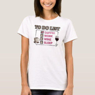 Whimsical Gold COFFEE THEN WINE Designer Graphic T-Shirt