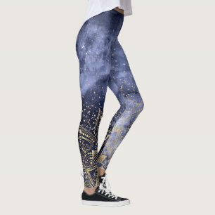 whimsical gold mandala confetti design leggings
