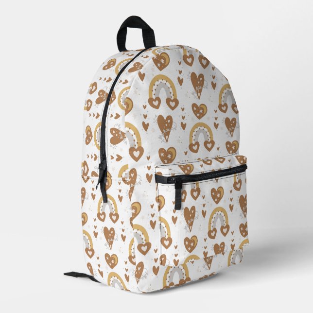 Whimsical Gold Rainbow Printed Backpack (Back Corner Left)
