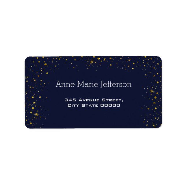 Whimsical Gold Starry Night Baby Shower Label (Front)