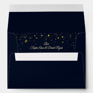 Whimsical Gold Starry Night Wedding Envelope