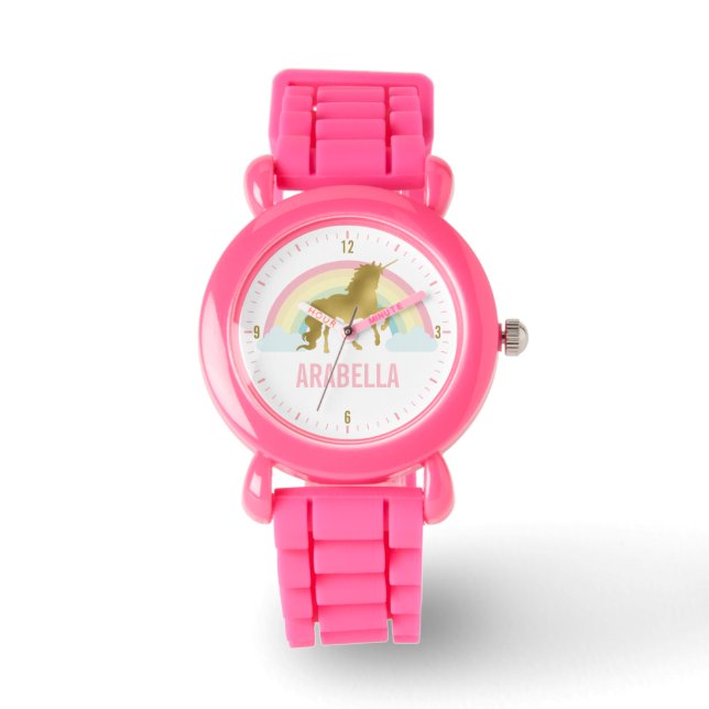 Whimsical Gold Unicorn Girl's Watch (Front)