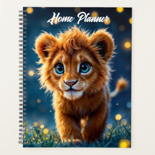 Whimsical golden lion cub in dreamlike scene planner