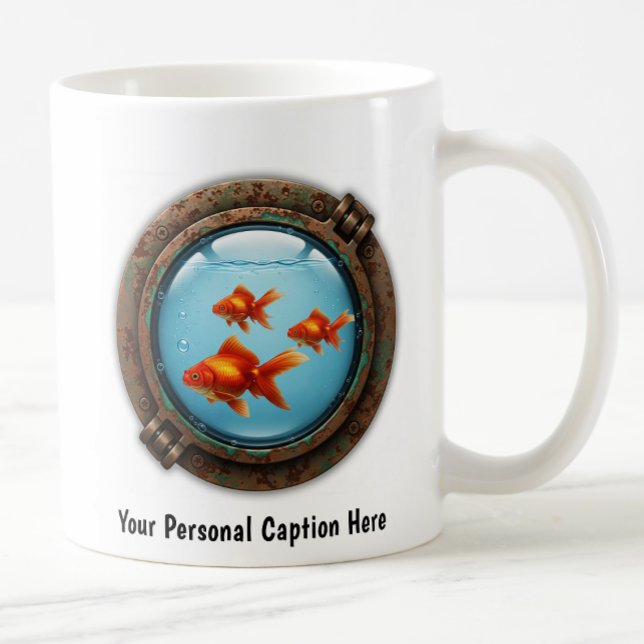 Whimsical Goldfish Inside a Porthole  Coffee Mug (Creator Uploaded)