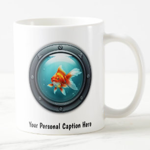 Whimsical Goldfish Inside a Porthole  Coffee Mug