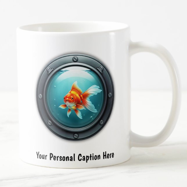 Whimsical Goldfish Inside a Porthole  Coffee Mug (Creator Uploaded)