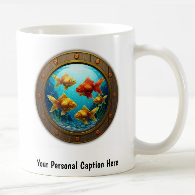 Whimsical Goldfish Inside a Porthole  Coffee Mug (Creator Uploaded)