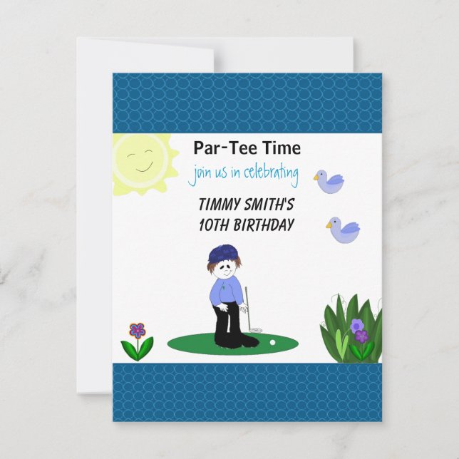 Whimsical Golfing Birthday Party Invitation (Front)