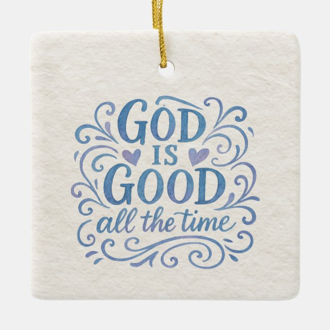 Whimsical Good is Good Typography Ceramic Ornament (Front)