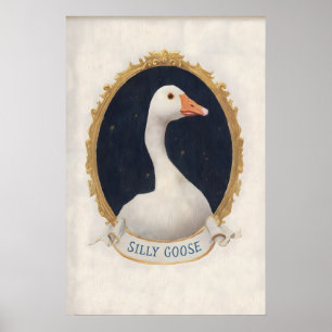 Whimsical Goose Illustration Funny Animal Wall Art